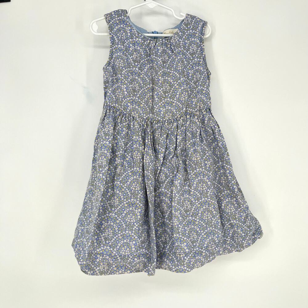 Mini Boden Blue Floral Dress Girls Size 5-6Y Sleeveless Cotton Party Easter
